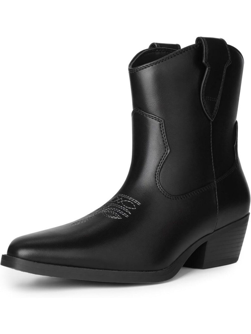 Dream Pairs Women's Black Cowboy Cowgirl Square Toe Low Heel Western Ankle Boots
